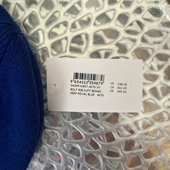 Aviator Nation Bolt Ribbed Knit Cuff Beanie in Blue NWT - Picture 6 of 6